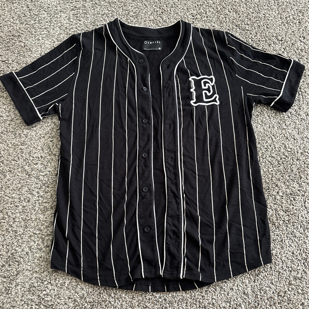 Empyre Black and White Striped Baseball Jersey